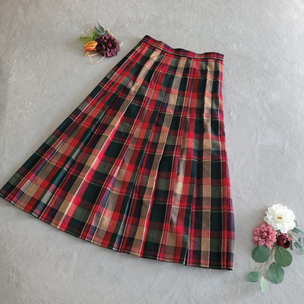 Talbots Pleated Plaid Skirt